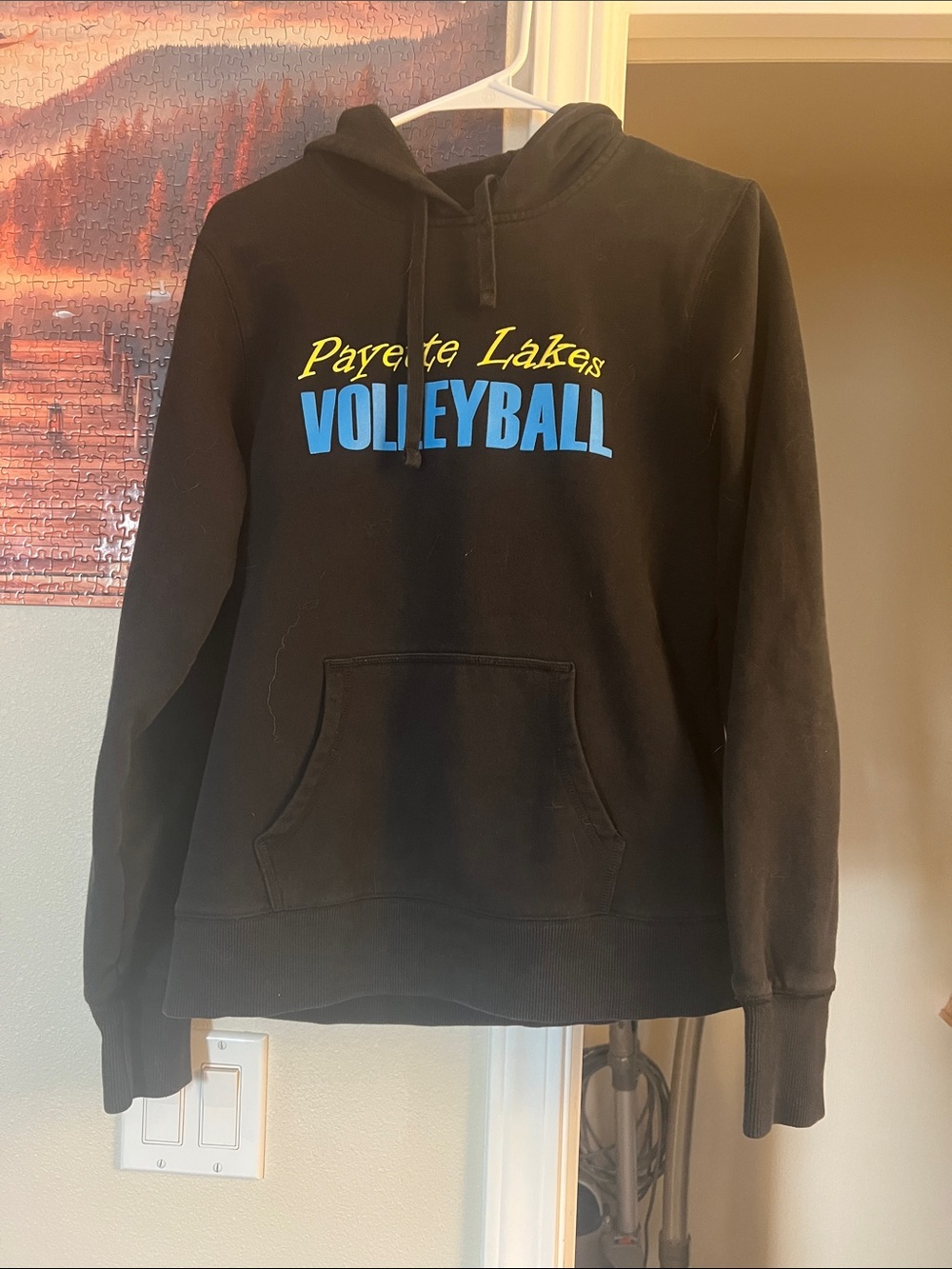 Sport-Tek Black Hoodie with Blue and Yellow Vikings Volleyball Graphic